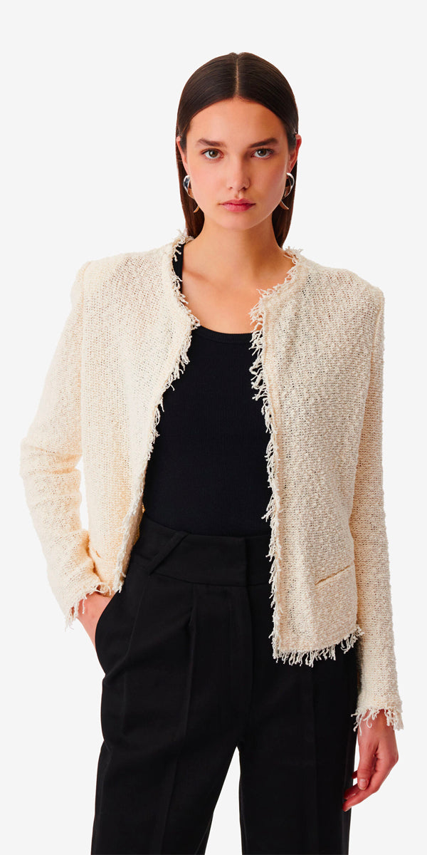 Iro Shavani Knit Beige top Open Front Jacket