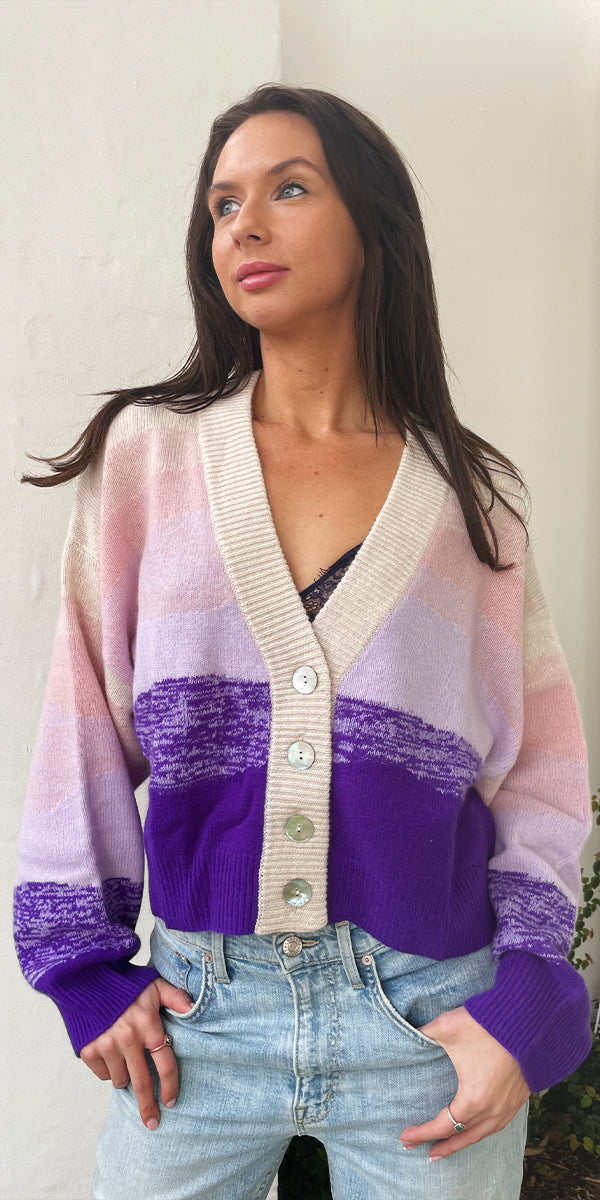 C-Rush Horizon Cardigan in Purple Sunrise