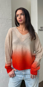 C-Rush Amara Dip Dye Malibu V-Neck Jumper in Jute