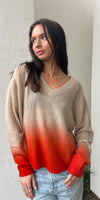 C-Rush Amara Dip Dye Malibu V-Neck Jumper in Jute