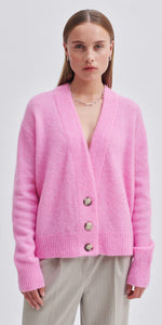 Second Female Mohair Knit Cardigan in Pink