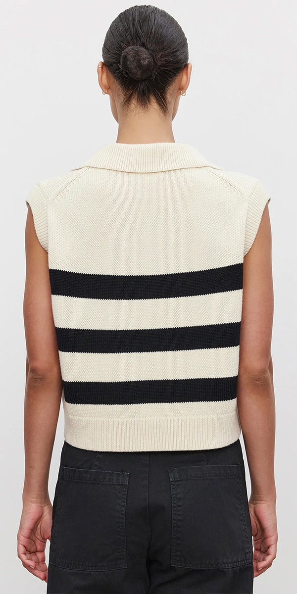 Velvet Mariette Chunky Cotton Striped Polo Vest