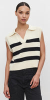 Velvet Mariette Chunky Cotton Striped Polo Vest