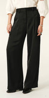 ba&sh Cary Satin Cargo Straight Leg Pants in Black