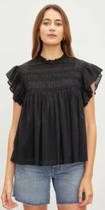 Velvet Inessa Lace Cotton Ruffle Blouse