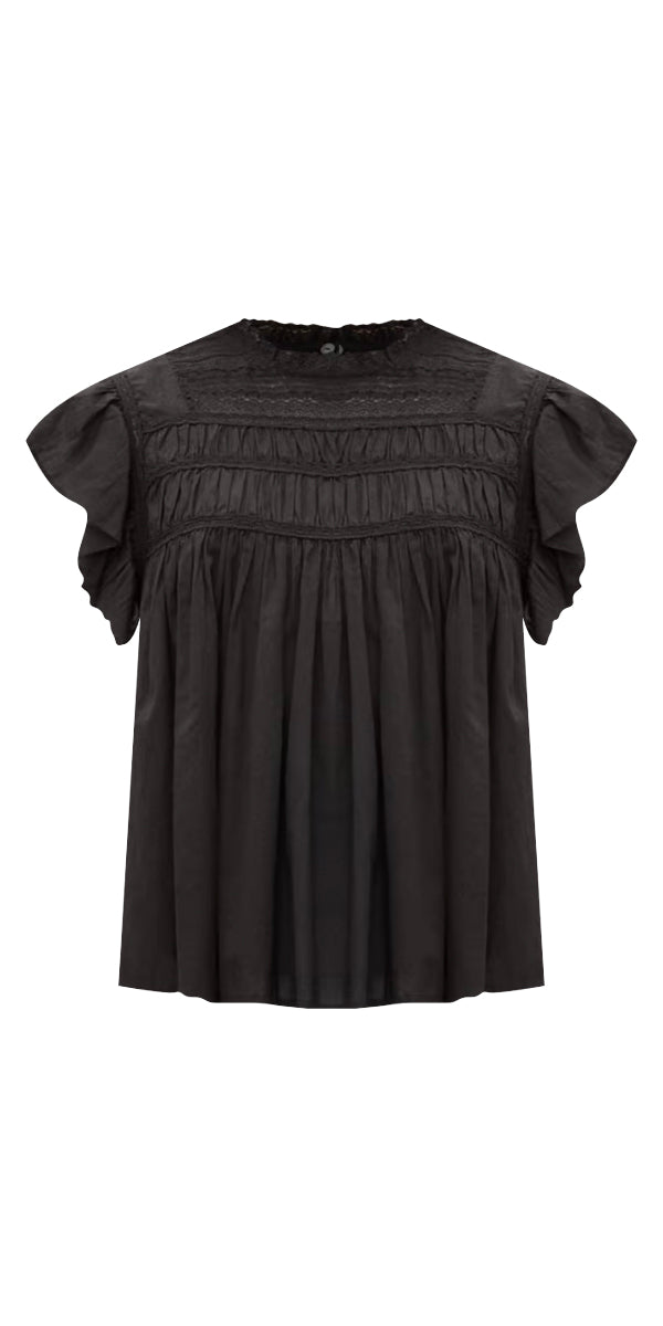 Velvet Inessa Lace Cotton Ruffle Blouse