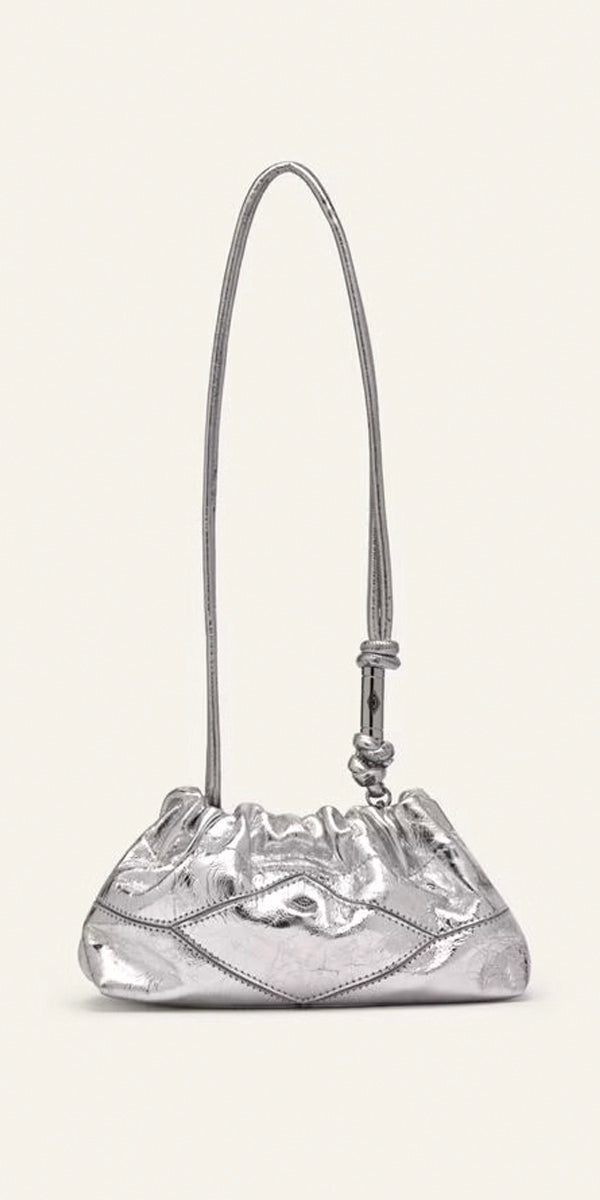 ba&sh June Crumpled Slouch Bag in Silver