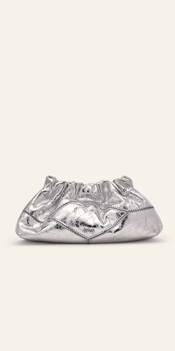 ba&sh June Crumpled Slouch Bag in Silver