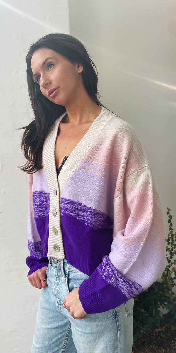 C-Rush Horizon Cardigan in Purple Sunrise