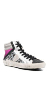 Philippe Model PRSX High Top Sneakers in Glitter Leo Magenta